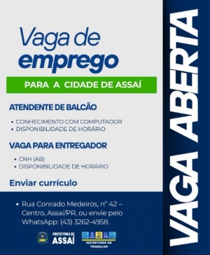 MAIS VAGAS DE EMPREGOS – ASSAÍ/PR