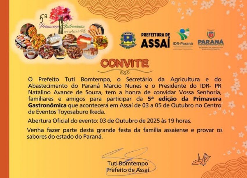 VEM AÍ A 5ª EDIÇÃO DA PRIMAVERA GASTRONÔMICA DE ASSAÍ