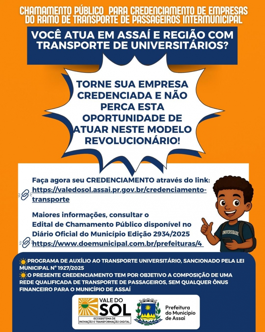 ASSAÍ - CREDENCIAMENTO PARA EMPRESA DE TRANSPORTE UNIVERSITÁRIO
